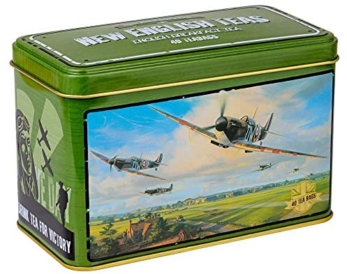 New English Teas Vintage Supermarine Spitfire Tea Tin with 40 English Breakfast Teabags