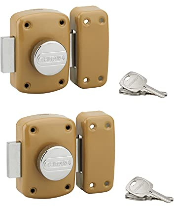 THIRARD - Pack de 2 verrous 2310, Cylindre 45mm, Bronze, 6 clés - THIPA402310