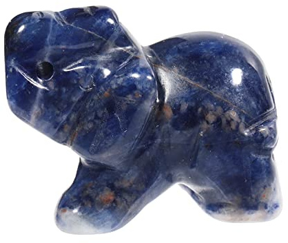 Lovionus89 Sodalith Elefant Figur – Heilstein Schutzstein Naturstein Glücksbringer | 40mm Handgeschnitzt Deko & Geschenk