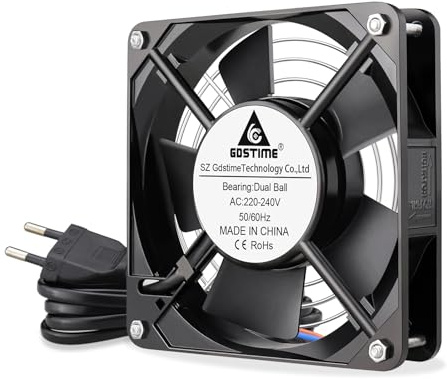 GDSTIME 120mm Lüfter 230V 120 x 25mm 220V Lüfter AC Axial Dual Kugellager | lüfter 230V 120mm 220v lüfter 120x120x25 AC Axiallüfter 230V Gehäuselüfter 120mm hoher Luftstrom robust fan