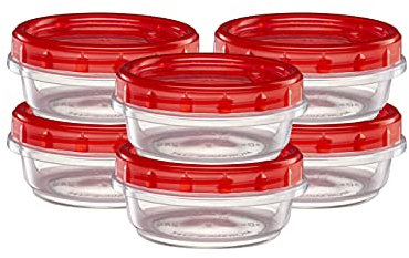 ELEGANT DISPOSABLES (8 Ounce 10 Pack) Twist cap Containers Clear Bottom With Red Top Screw on Lids Twist Top Food Storage Freezer Containers