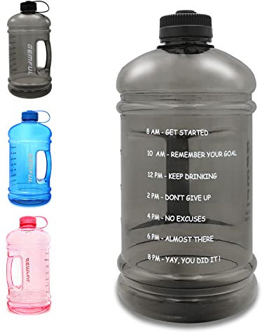 GEMFUL Trinkflasche mit Tragegriff 3 Liter BPA frei Große Sportflasche für Fitness Sport (Schwarz)