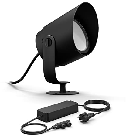 Philips Hue Lily XL Basis set mit 1 Gartenstrahler (Anthrazit) - Weißes und Farbiges Licht - inkl. 1 Stromkabel - Gartenbeleuchtung - Hue White and Color Ambiance