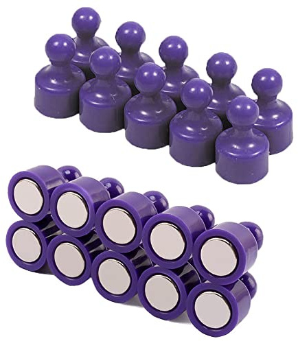20 Stück Kühlschrankmagnete, magnetische Pinnadeln, kleine Kühlschrankmagnete, Starke Neodym-Magnete, Whiteboard, Karte, Magnete, perfekt für Zuhause, Küche, Büro, Schule, Klassenzimmer, Lila