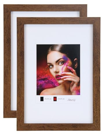 IDEAL TREND 2er 3er 5er Set Holz Bilderrahmen Lifestyle Plexi Foto Rahmen Collage Wanddeko Poster HR-25: Farbe: 2er Pack Braun | Format: 40x60
