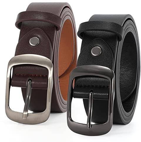 JASGOOD 2 Packs Women Faux Leather Belts for Jeans Fashion Ladies Waist Belt