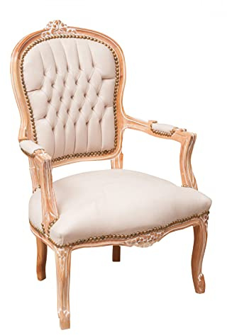 Biscottini Fauteuil salon et chaise chambre 100x65x63 cm - Fauteuil chambre avec finition naturelle - Fauteuil vintage classique