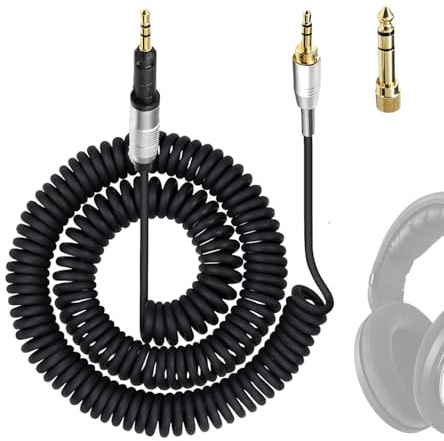 Nicoone Spiralkabel 3,5 auf 2,5 mm für Sennheiser HD-Serie | HiFi-Stereo; Plug-and-Play; inklusive 6,35-mm-Adapter für Audioanschlüsse