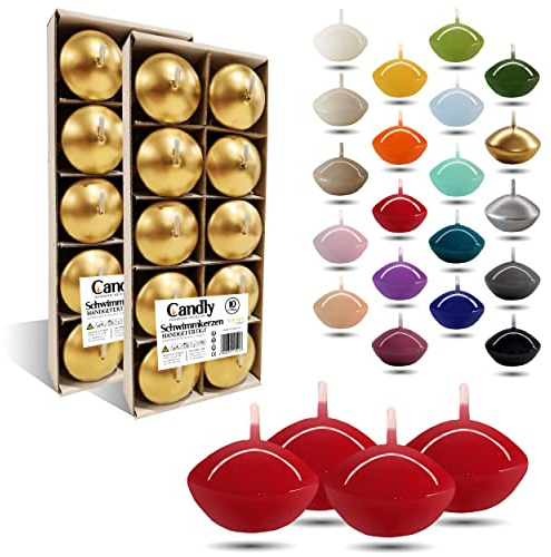 CANDLY HANDMADE© 10x Schwimmkerzen Premium Ø 45mm | Geburstag & Namenstag, Hochzeit, Hochzeitsempfang, Valentinstag, Ostern, Weihnachten, Elegante Haus Dekoration, Candles, Kerzen für Damen (Rot)