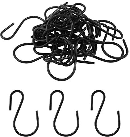 Rierdge Kleiner S-Haken aus Metall, schwarze Haken zum Aufhängen, S-förmiger Drahthaken, Mini-Ornament, Aufbewahrungshaken zum Aufhängen von Schmuck, Topfpflanzen, 2 mm Dicke, 120 Stück
