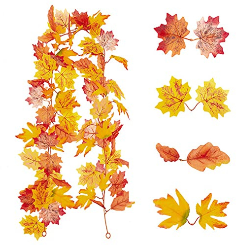 Yhuasia Guirlande de Feuilles d'automne, Decoration Automne Guirlande, Guirlande D'érable de Décoration de Thanksgiving, Imitation Feuille d'Érable Automne Pendentif pour la Décoration (1,7 m)
