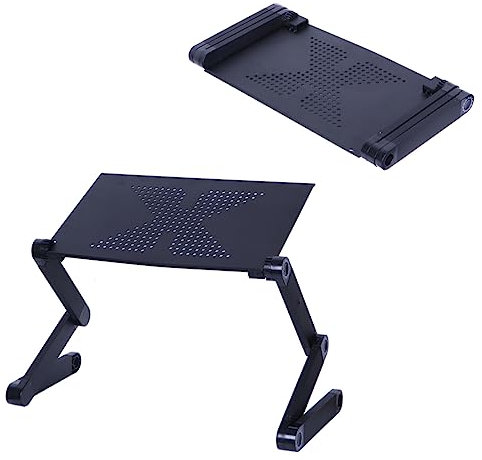 NUOBESTY Klappbarer Betttisch Aus Aluminiumlegierung Klappbarer Frühstückstisch Mit Handy-Fach Bettschreibtisch Für Laptop Für Zuhause Und Camping