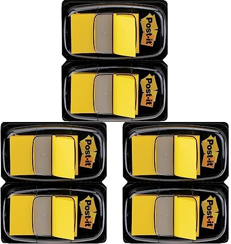 Post-it 680-YW2 Haftstreifen Index Standard, 2 x 50 Haftstreifen im Spender, 25,4 x 43,2 mm, gelb (Packung mit 3)
