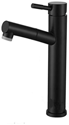 Badarmatur mit herunterziehbarem Sprühgerät, Dual-Modus, heiß und kalt, Edelstahl, Einhand-Multifunktions-Einziehbarer Waschbeckenhahn mit herausziehbarem Sprühgerät, schwarz hoch (Color : Black high