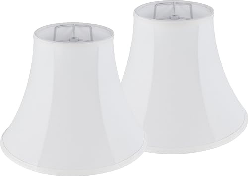 White - Ivory Bell Lamp Shades Set of 2 Medium Lamp Shade 6.7``Top x 13``Bottom x 10``High(Spider) Traditional Lampshade for Table Lamp & Bedside Lamp - Replacement Lampshade By JERHOUS