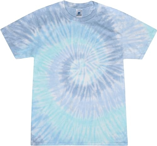 Colortone 100% Cotton Reactive Tie Dye T-Shirt for Women and Men, Large, Lagoon