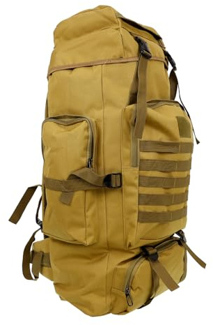 OpTacs Taktischer Wanderrucksack 80l Molle Camping Rucksack wasserdicht Outdoor Sport Backpack Tactical Reiserucksack für Jagd, Wandern, Trekking, Angeln (Khaki)