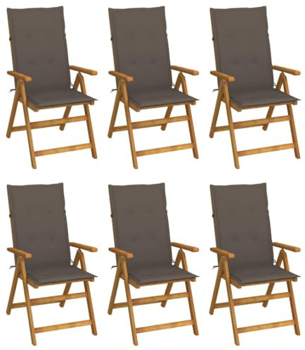 Iiaky Klappbare Gartenstühle 6 STK. mit Auflagen TerrassenstüHle CampingstüHle Set Klappbar StüHle FüR DraußEn BalkonstüHle Massivholz Akazie - 3064127