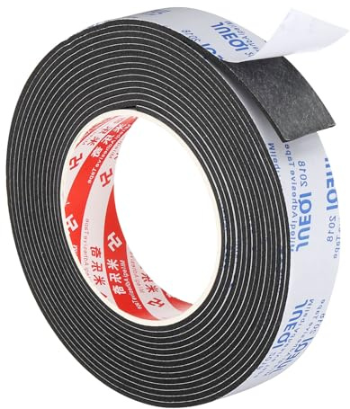 PATIKIL Ruban en Mousse d'Étanchéité 5m/16,4ft 25mm de Large Noir | 2mm d'Épaisseur, Unilatéral, pour Calfeutrage de Portes de Meubles, pour l'Isolation des Fenêtres et des Tuyaux