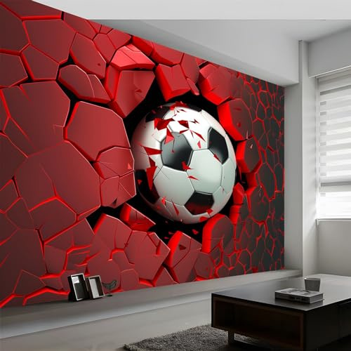 Murals Photo Wallpaper 3D Sports Football Wallpaper 200 x 140 cm (WxH), 3D Children's Room Red Mural Wall Art Poster Picture, Boy Girl Bedroom Gift Decoration Wall Sticke