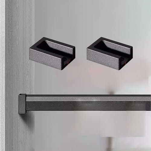 Kleiderstange Schrank Rohr Garderoben Stange Schwarze Kleiderstangen aus Aluminium – Kleiderstange mit rutschfester Leiseleiste und Endkappen – Kleiderstangenrohr-Schrank-Organisationssystem-Set für Z
