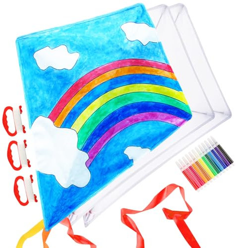 BOFUNX 3 Stück Drachen Kinder Einleiner-Flugdrachen für Kinder 60×70cm Kinderdrachen Bausätze Bastelset Flugdrachen Geschenk mit Drachenschnur für Mädchen Jungen