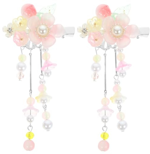 Healeved Hanfu Haarschmuck Chinesische Blumen Haarklammern Mit Quasten Für Mädchen 4.4 Zoll Elegante Haardekoration Für Alltag Party Und Traditionelle Anlässe
