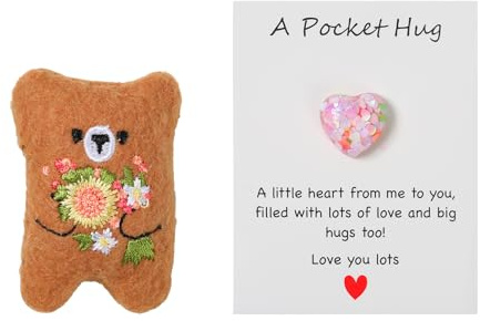 Pocket Hug - A Little Pocket Bear Hug, Worry Bear, Heart Pocket Hug For First Day Of School, Get Well Soon Teddy, Thinking Of You Gifts Cheer Up Gifts For Women Friends Family Graduation Birthday