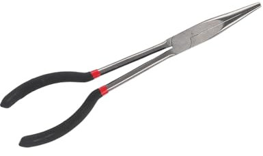 Needle,Nose Pliers, 11in Long Nose Pointed Pliers Steel Needle Nose Pliers with Non,Slip Handle, Extended Handle for Deep Gripping, Tool Steel + Plastic Material, Suitable for