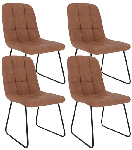 HIPIHOM Dining Chairs Set of 4, Modern Kitchen Faux Leather Dining Room Chair for Kitchen Living Dining Room (4 Brown)