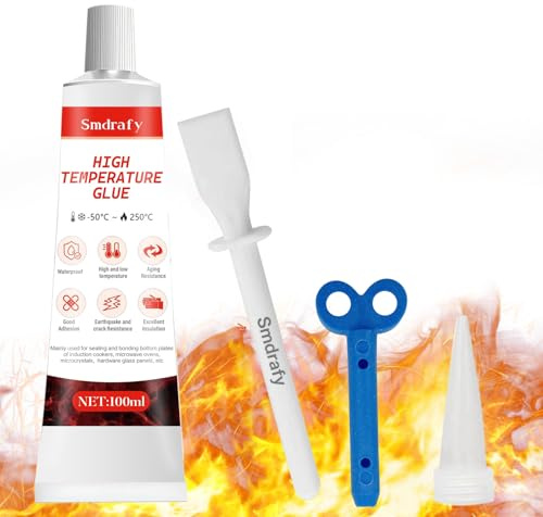 100ml Hochtemperaturkleber, Feuerfester Kleber für Kamin | Hitzebeständiger Kleber, Ofenschnurkleber, Hochtemperatur Silikon, für Kamine, Öfen, Ceranfeld,Autos, Haushaltsgeräte