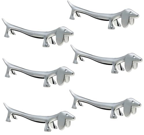 Générique Lot de 6 Supports de Baguettes pour Chien en métal pour Teckel, Support de Baguettes pour Chiot argenté pour cuillère, Fourchette, Couteau, Vaisselle, Brosse, Maison