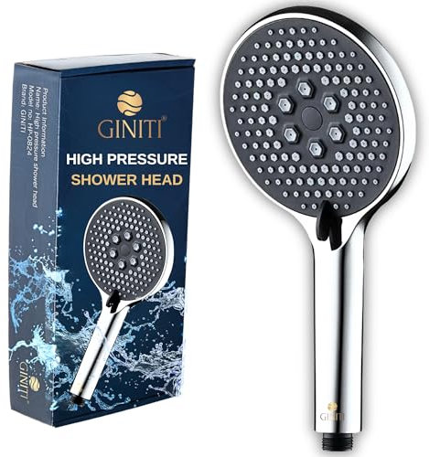 GINITI Shower Head, High Pressure Shower Head with 3 Spray Modes, Large Powerful Handheld Showerheads for Low Water Pressure, Universal Bathroom Water-Saving