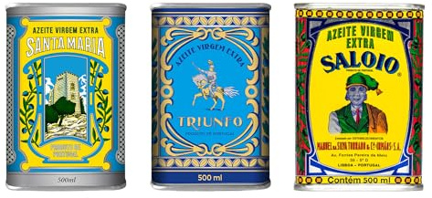 Feinkost Machado Olivenöl 6x 500ml (je 2x) – Probierset | Natives Olivenöl Extra aus Portugal (Triunfo, Santa Maria, Saloio) | Hochwertiges Olivenöl für Salate, Kochen, Braten & mediterrane Küche