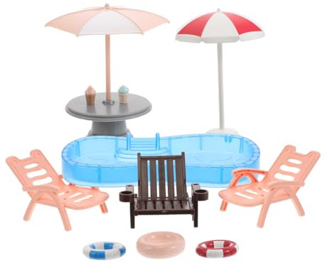 CIYODO Miniatur-strandmöbel-Set Für Puppenhäuser Inklusive Für Schwimmbecken Schwimmring Und Strandstuhl Für DIY-projekte