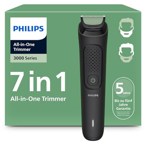 Philips Multigroom 3000 Series All-in-One 7-Piece Trimmer - Shaver and Clipper for Face & Head, Self-Sharpening Skin-Friendly Blades, 10 Length Settings, Model MG3930/15