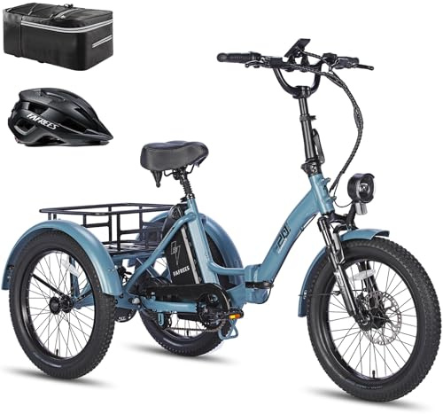 Fafrees Electric Tricycle for Adult Folding Electric Trike Removable Battery 48V18.2Ah Ebike, 110KM Max Range, 3-Wheel 20 Electric Bike, with LCD Display,Hydraulic Disc Brakes