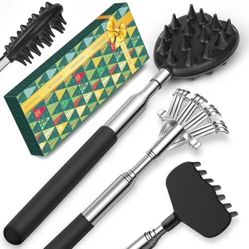 Stocking Fillers for Men Back Scratcher - 3 PCS Extendable Back Scratchers, Birthday Christmas Gifts for Dad Him Women Back-scratcher Gadgets, Mens Xmas Advent Calendar 2025 Secret Santa Gifts for Men
