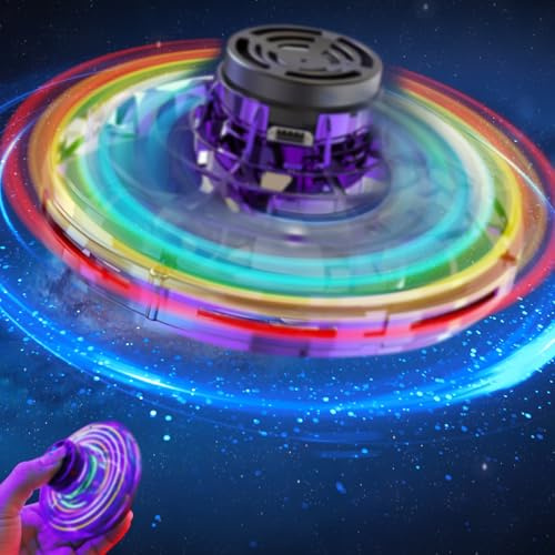 XUNIVERS Flying Spinner Drone,Fidget Spiner,Flying Ball Spielzeug mit Lichtern, Fly Spin Drohne Spielzeug für Weihnachten Geburtstag Jungen Mädchen Geschenk