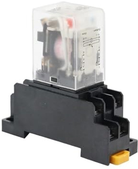 1 juego de relé de potencia electromagnético pequeño, CC 12 V, CC 24 V, CA 110 V, CA 220 V, relé pequeño de 10 A, 8 pines, bobina DPDT con zócalo(AC,110V)