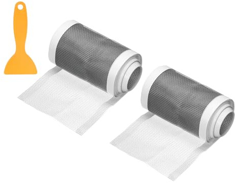 sourcing map 2Pcs Disposable Shower Drain Cover Hair Catcher, 10cm x 4m Self Adhesive Mesh Hair Stopper with Removal Tool for Bathroom Kitchen Linear Drain