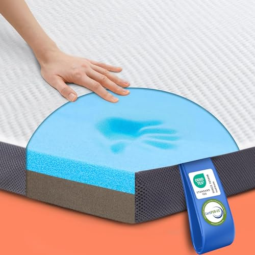 MKS 2-in-1 Gel Topper – Gelschaum Topper 100x200cm mit H3 & H4, 5-Schichten-Komfort, Druckentlastung & Mesh-Seiten – Wende-Matratzentopper für Seiten-, Rücken- & Bauchschläfer
