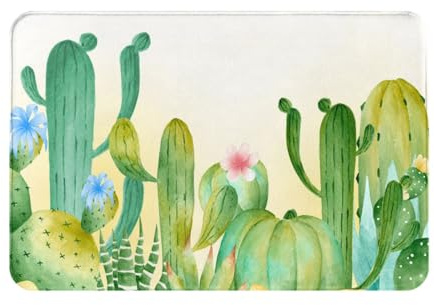 gawuoab Paillasson d'intérieur antidérapant et Lavable, Motif Cactus figuier de Barbarie, 61 x 40 cm, pour Porte d'entrée, Salle de Bain