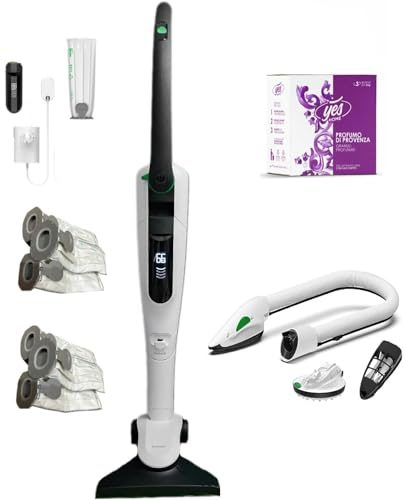 VORWERK FOLLETTO VK7S – Aspirapolvere Cordless Senza Fili con Batteria, Caricabatteria, Sacchetti e Granuli Profumati (KIT: Picchio PB7 + Batteria + Caricatore + 6 Sacchetti)