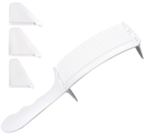 Sewroro Peine de Peluquero para Hombres Guía S Curva Ajustable, Peine de Corte Profesional Plano Blanco para Posicionar Mechones, Herramienta para Estilismo y Cuidado del Cabello