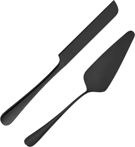 GSOIDJY Tortenheber Schwarz Zwei Stück Set, Kuchenheber & Tortenheber für Feierlichkeiten, Hochzeitstorten und Dessertpräsentation, Langlebige Edelstahl Kuchenschaufel mit Elegantem Design