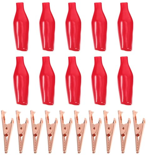 CALLARON Set 10 Morsetti a Coccodrillo in Rame Rosso, Morsetti Elettrici per Test Cavi, Pinze di Elettriche Piccole per Saldatura e Uso Automobilistico