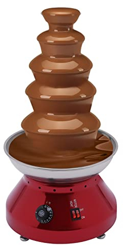 5 Etagen Schokobrunnen 230W Geräuscharm Schokoladenbrunnen 3000ml Temperaturregelbar Schokoladenfontäne Schokoladenpfannenmaschine mit Abnehmbare Türme für Parteien (Rot)