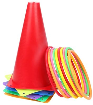 RCGOFOLLOW Familien Wurfspiel mit bunten Ringen und Hütchen – Spielspaß für den Garten mit Kindern jeden Alters. Ringwurfspiel mit bunten Hütchen und Ringen – Gartenspiel,
