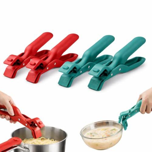 4 PCS Anti-Scald Bowl Holder Clip, Silicone Non-Slip Heat Insulation Hot Plate Gripper Tongs, Multi-Purpose Anti-Scald Bowl Clip for Microwave Oven Air Fryer, Kitchen Tool for Bowls, Plates & Dishes